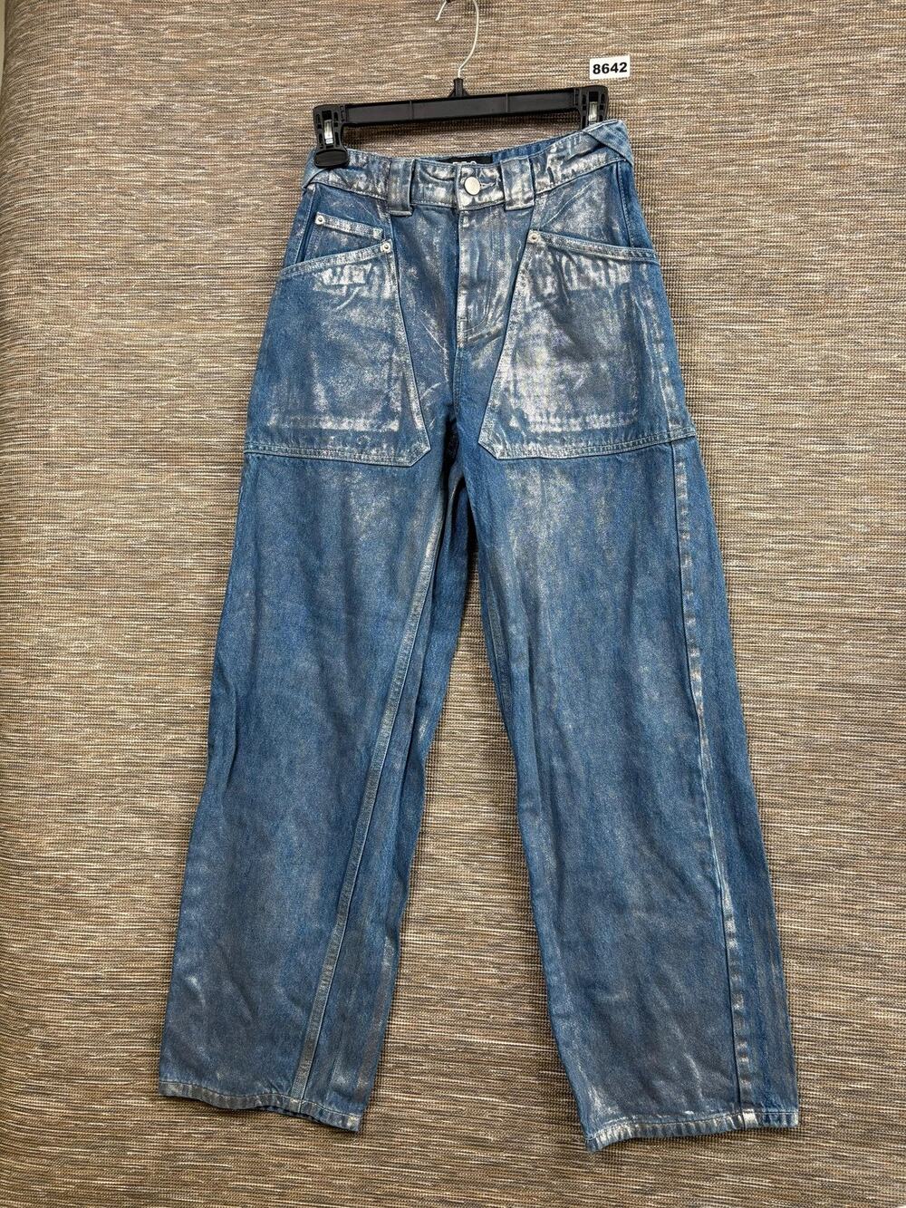 BDG Urban Outfitters Jeans Womens 24 Blue High Rise Wide Leg Metallic Denim